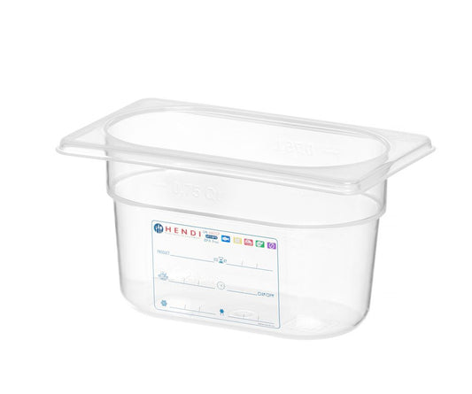 Bac Gastronorme 1/9, HENDI, GN 1/9, 0,9L, Transparent, 176x108x(H)100mm