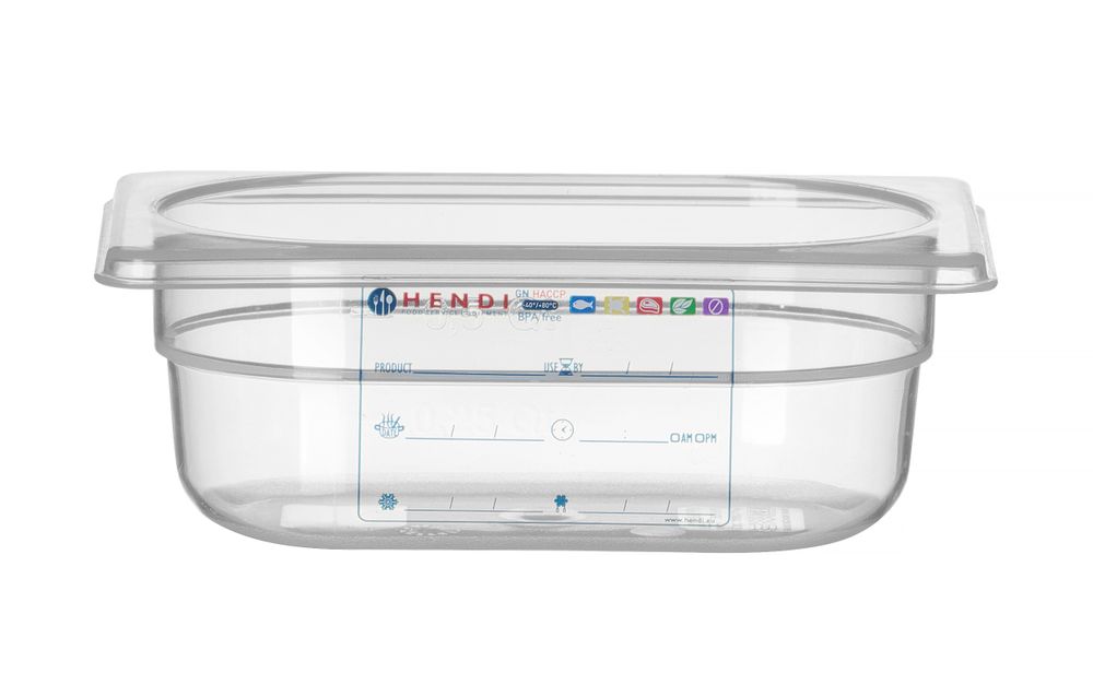 Bac Gastronorme 1/9, HENDI, GN 1/9, 0,6L, Transparent, 176x108x(H)65mm