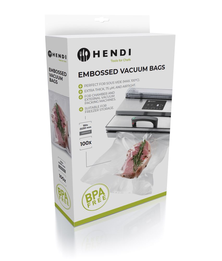 Sacs sous vide gaufrés, HENDI, 100 u., 150x250mm
