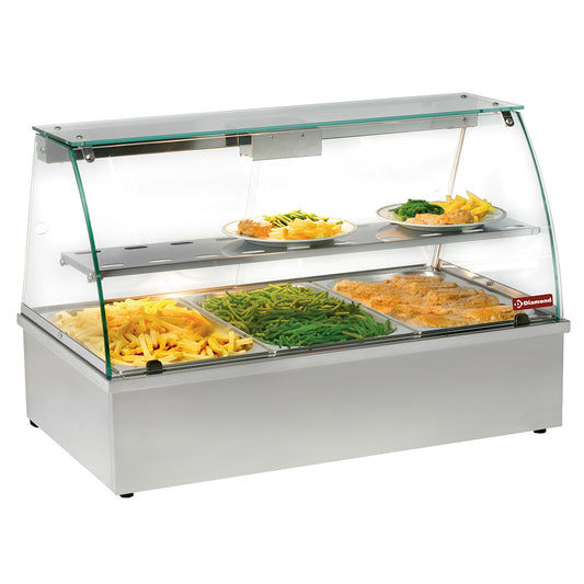 Vitrine chaude, bain-marie 2x GN 1/1, panoramique