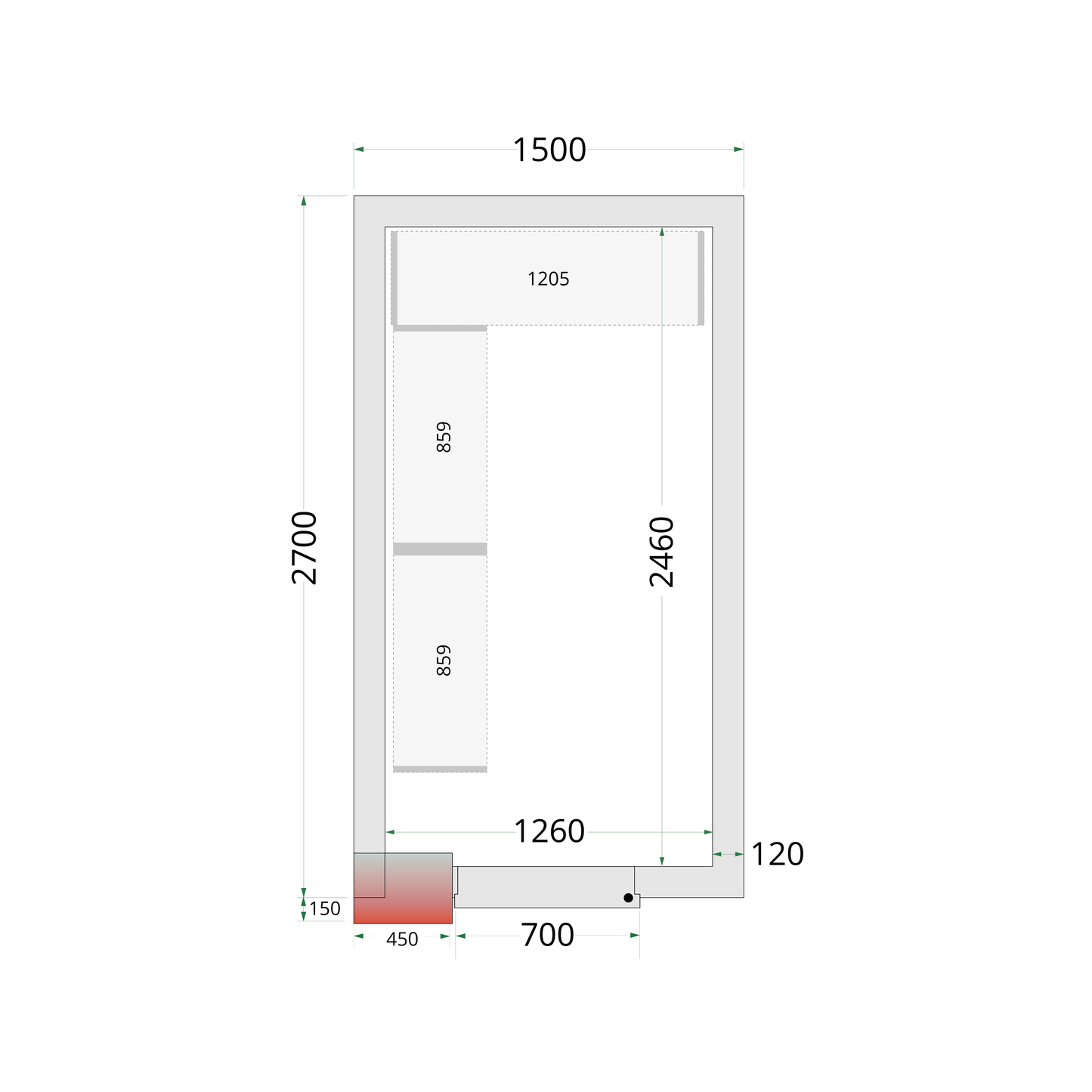 Chambre froide négative 150x270cm | Tefcold CRNF1527