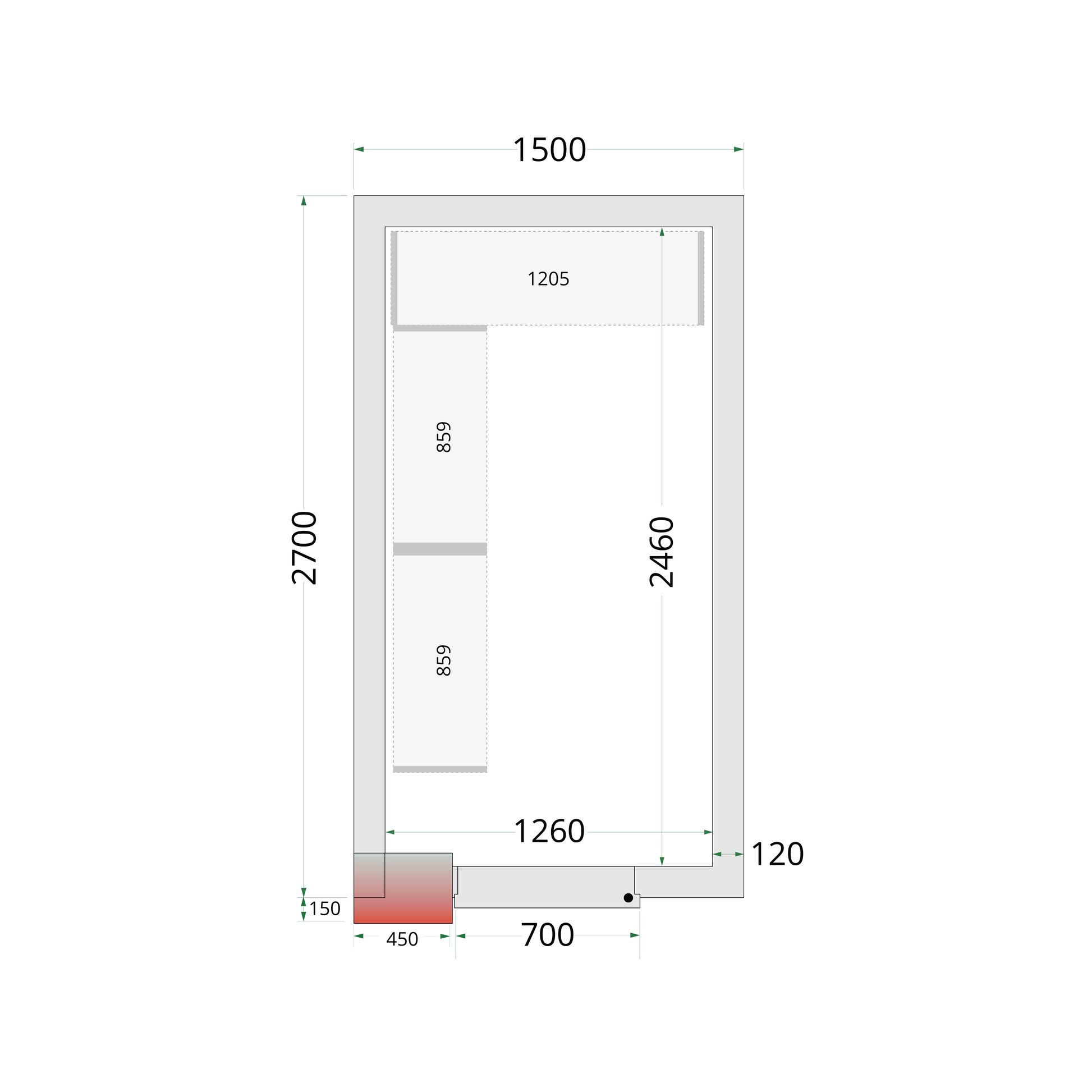 Chambre froide négative 150x270cm | Tefcold CRNF1527