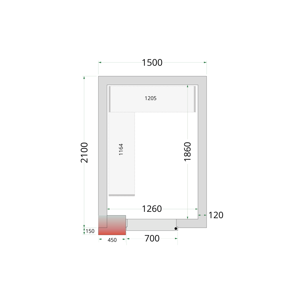 Chambre froide positive 150x210x220cm | Tefcold CR 150x210x220