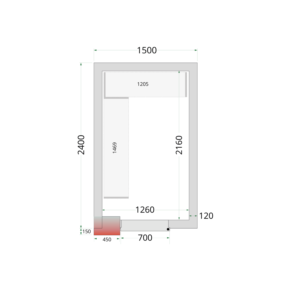 Chambre froide négative 150x240cm | Tefcold CRNF1524