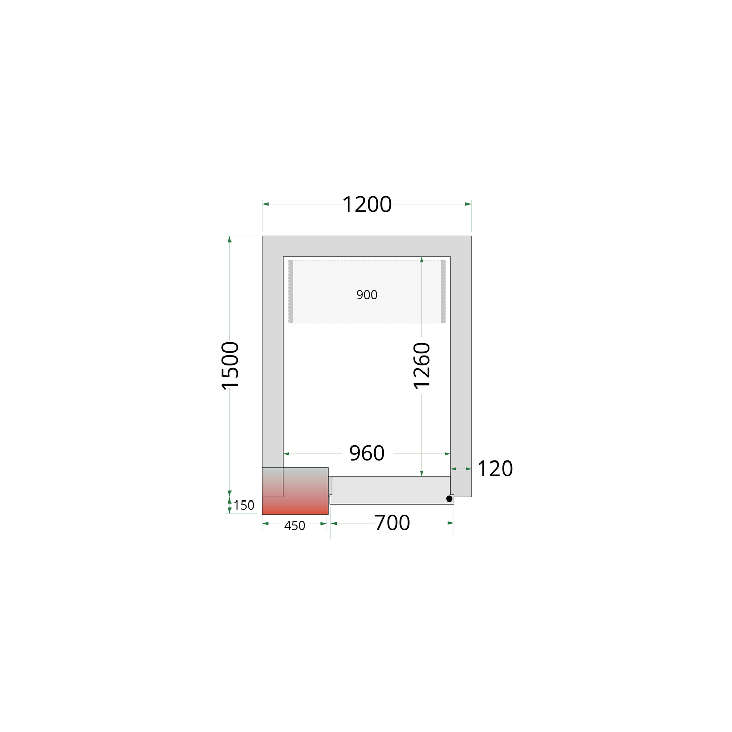 Chambre froide négative 120x150cm | Tefcold CRNF1215