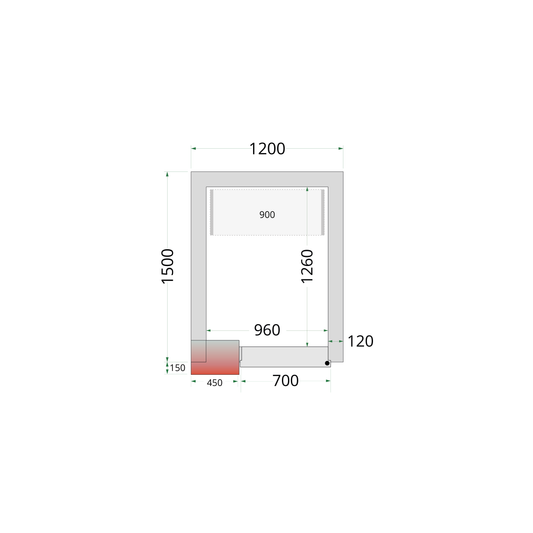 Chambre froide négative 120x150cm | Tefcold CRNF1215