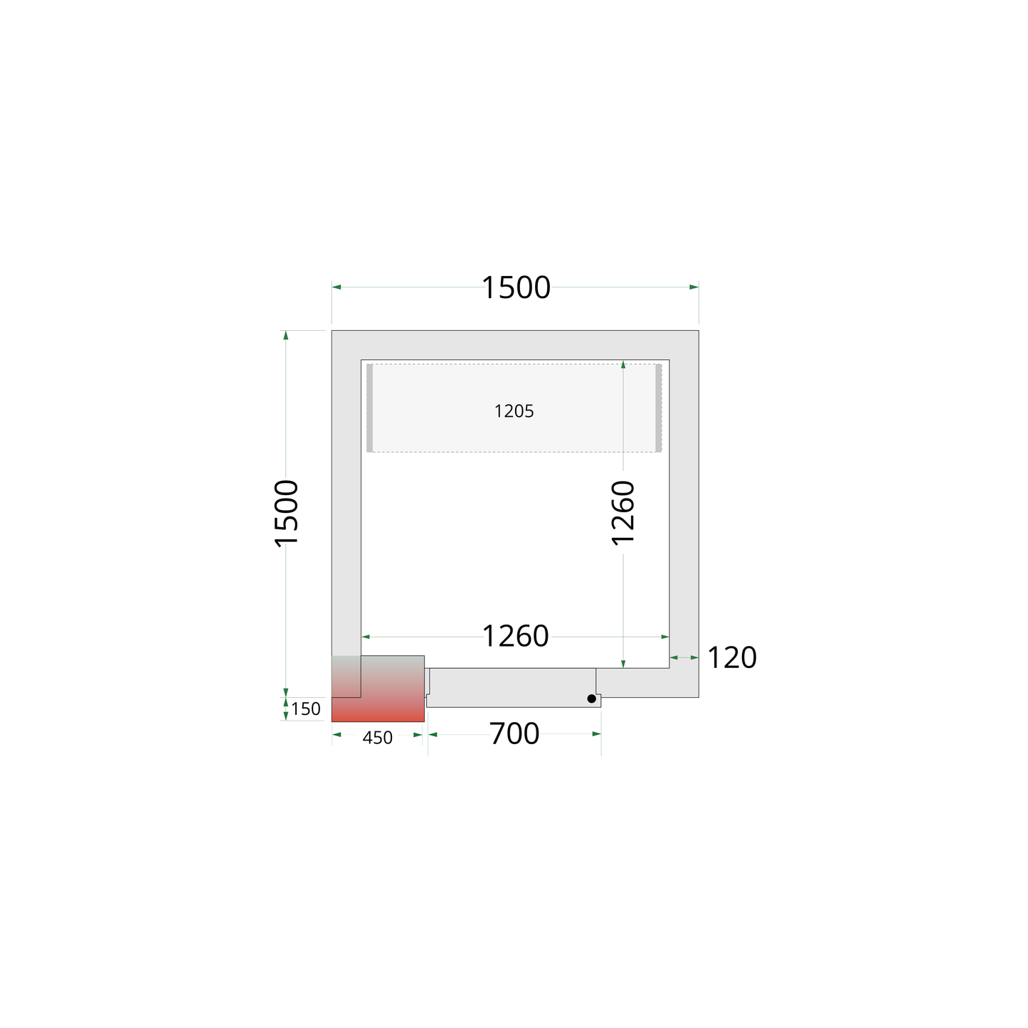 Chambre froide positive 150x150x220cm | Tefcold CR 150x150x220