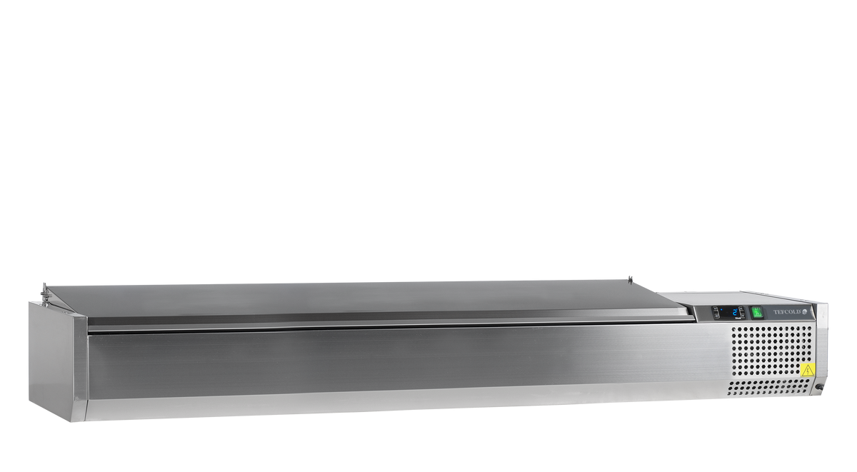 Vitrine réfrigérée 200cm deep inox couvercle | Tefcold VK38-200 S/S LID