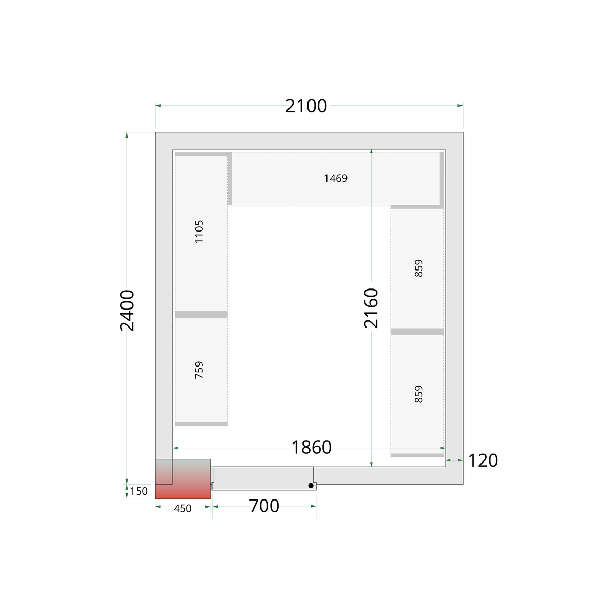 Chambre froide négative 210x240cm | Tefcold CRNF2124