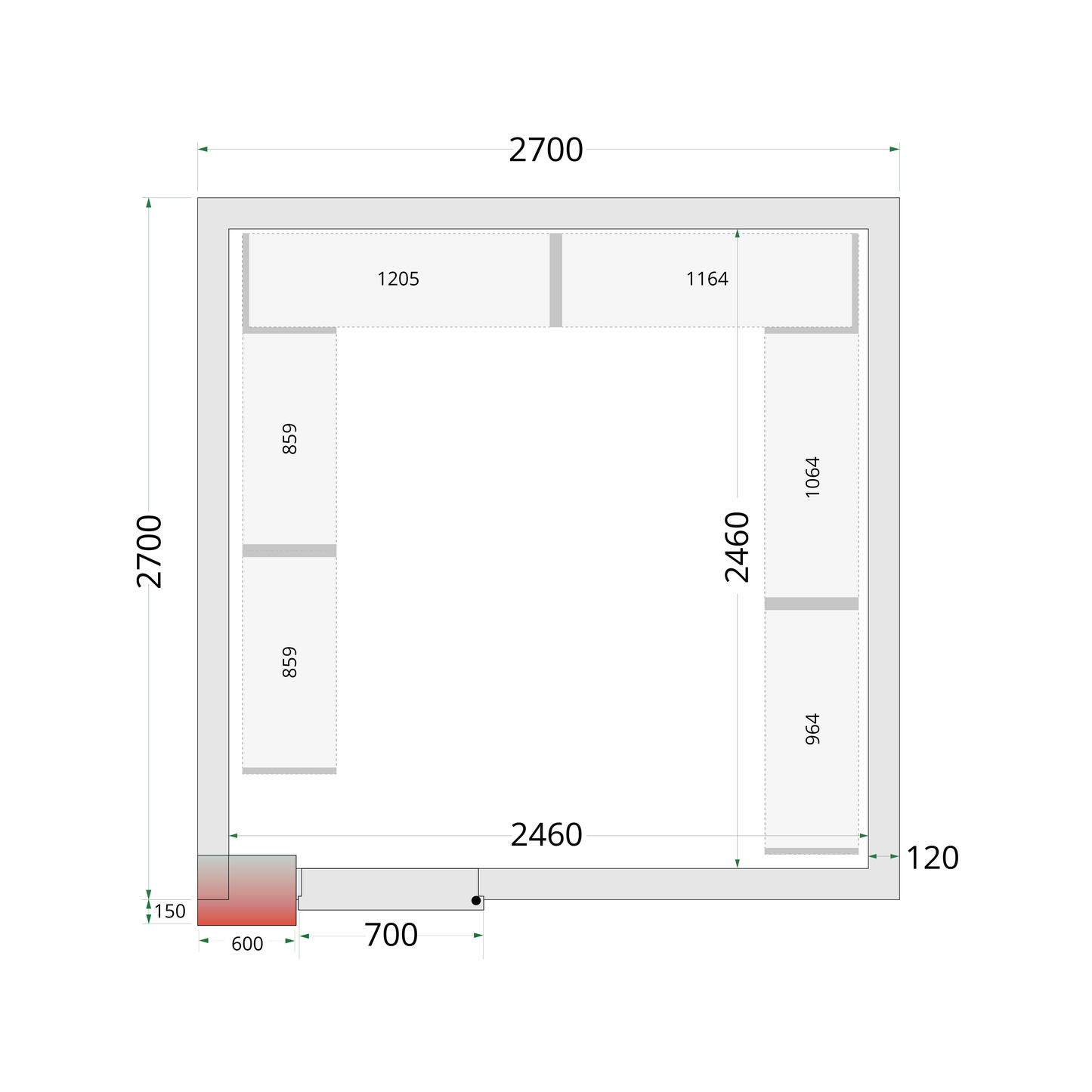 Chambre froide positive 270x270x220cm | Tefcold CR 270x270x220