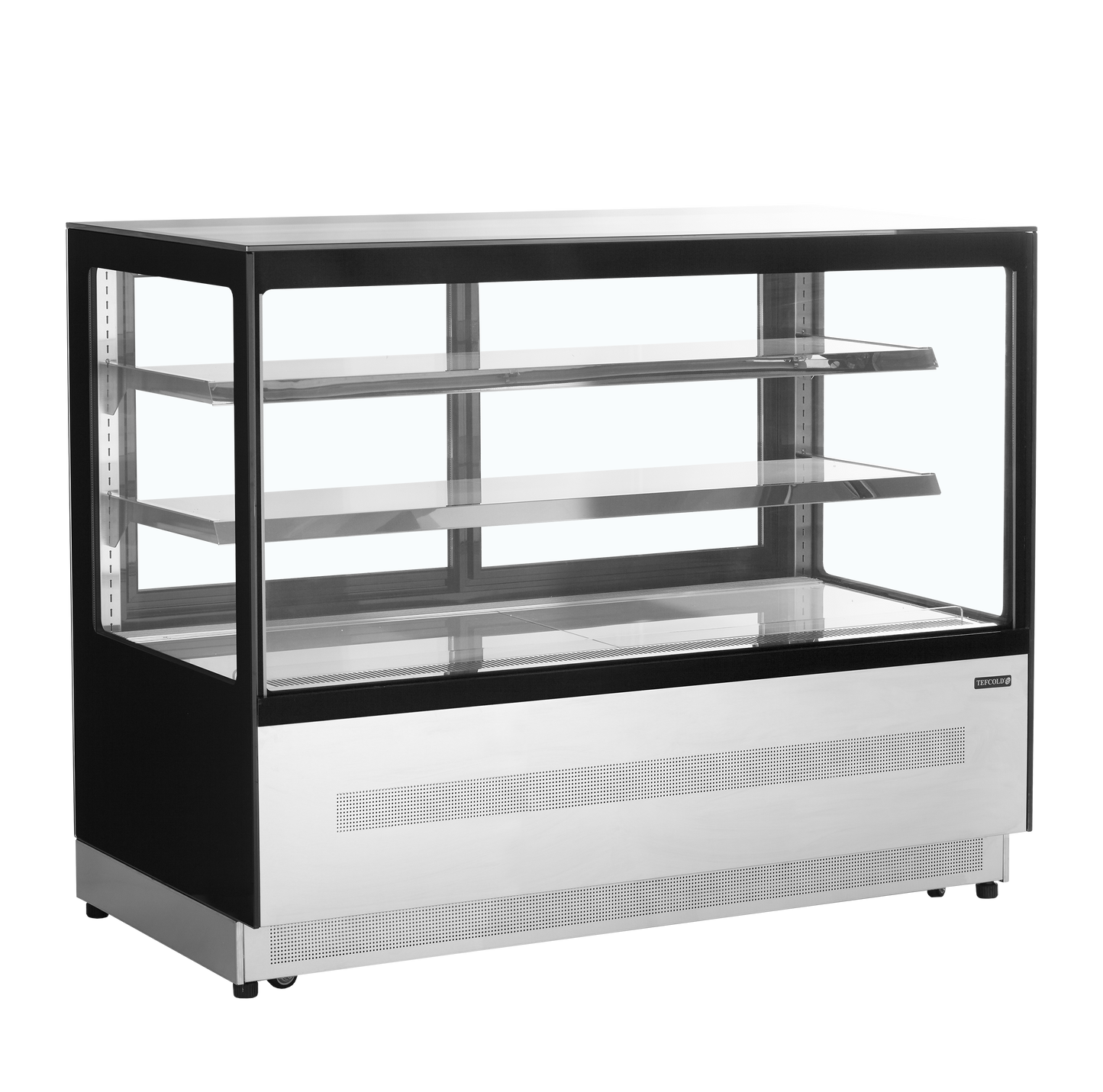 Grand présentoir réfrigéré bouteilles plat 1500mm noir | Tefcold LPD1500F BLACK