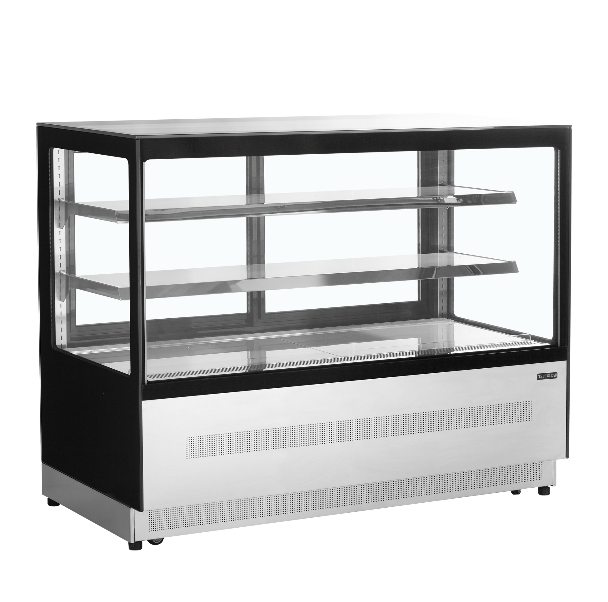 Grand présentoir réfrigéré bouteilles plat 1500mm noir | Tefcold LPD1500F BLACK