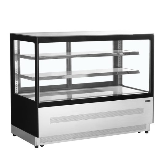 Grand présentoir réfrigéré bouteilles plat 1500mm noir | Tefcold LPD1500F BLACK