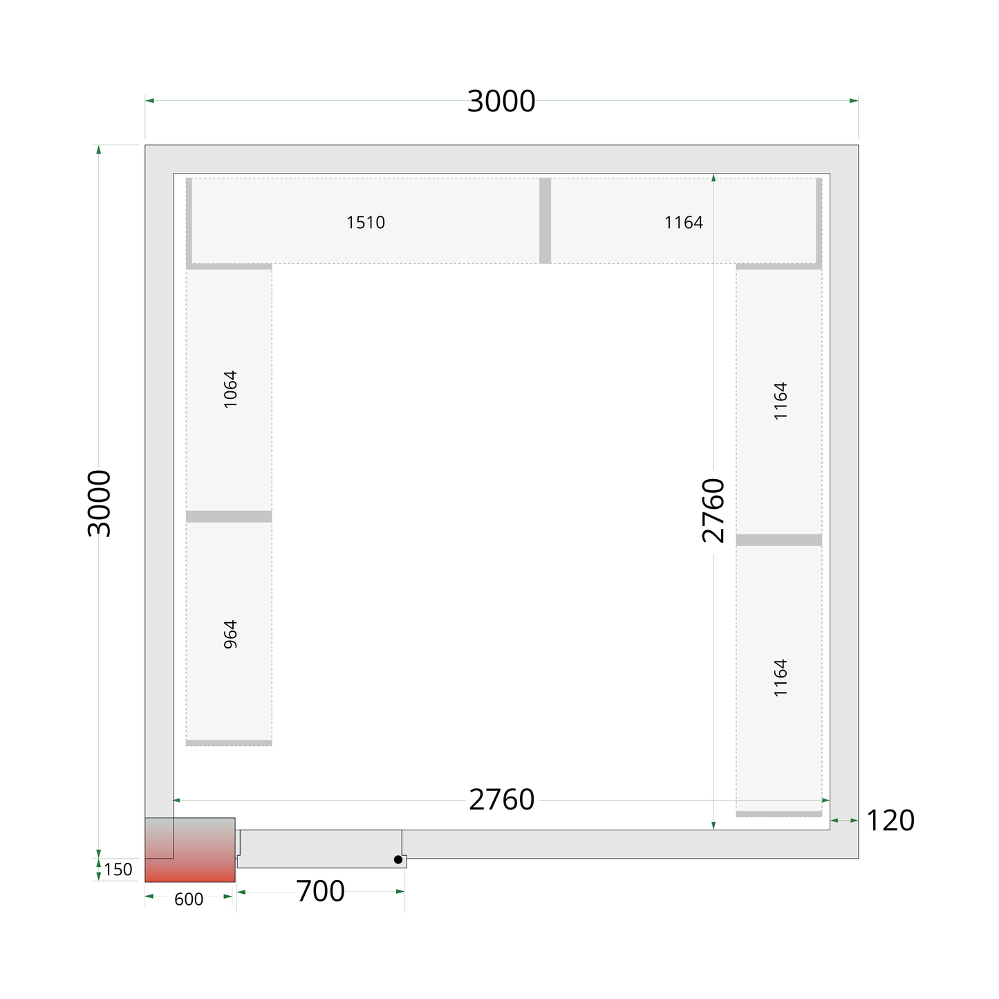 Chambre froide positive 300x300x220cm | Tefcold CR 300x300x220