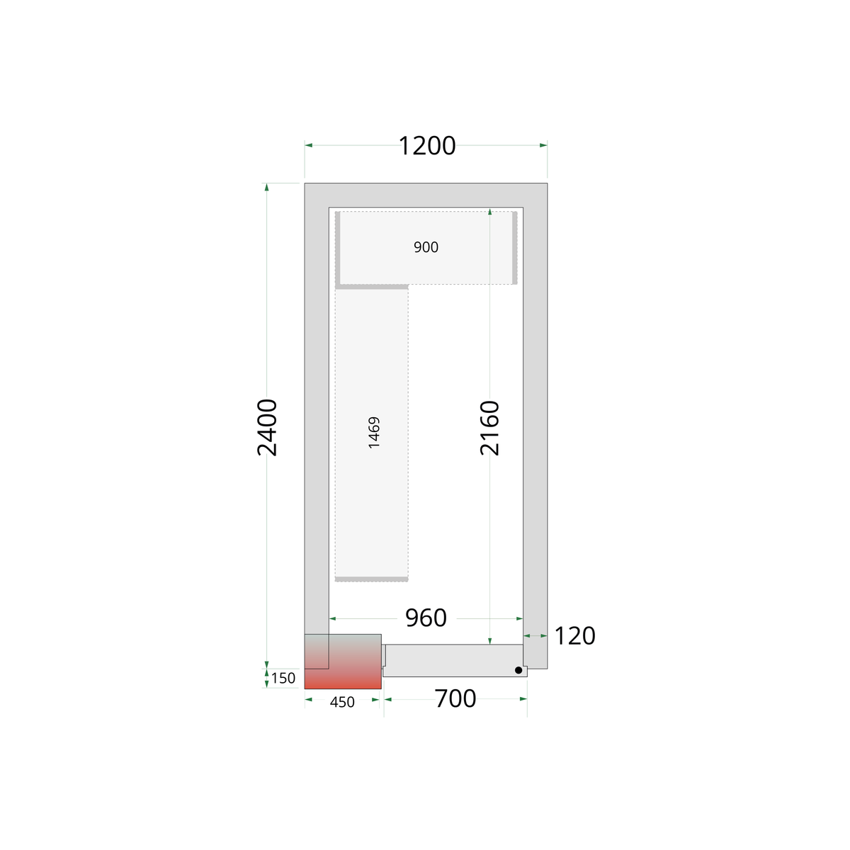 Chambre froide positive 120x240x220cm | Tefcold CR 120x240x220