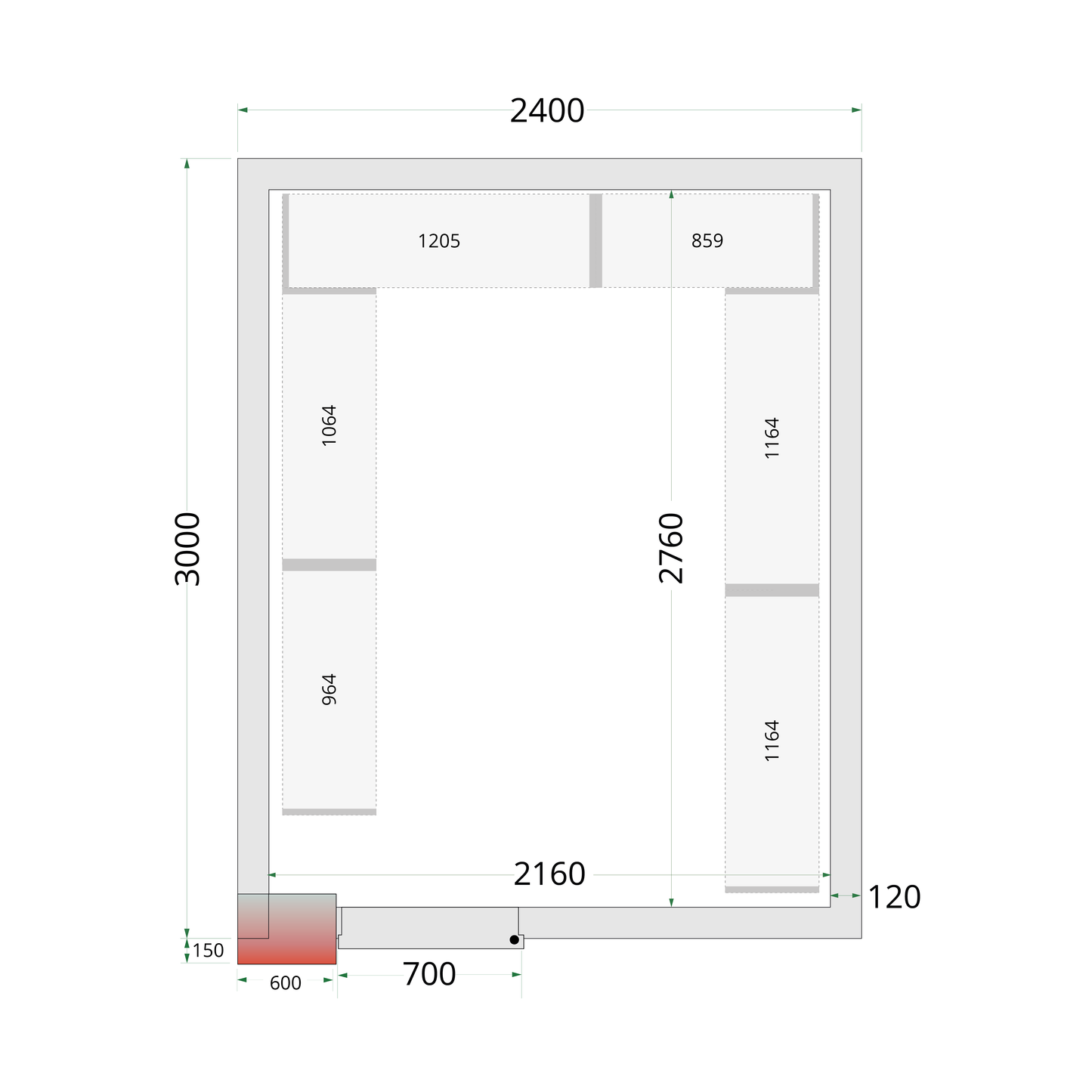 Chambre froide positive 240x300x220cm | Tefcold CR 240x300x220