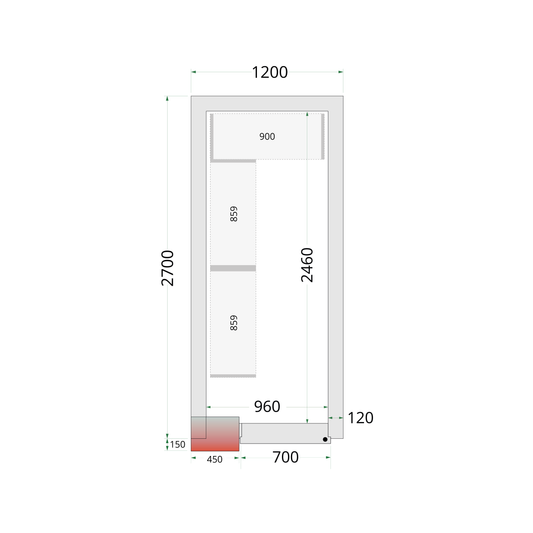 Chambre froide positive 120x270x220cm | Tefcold CR 120x270x220