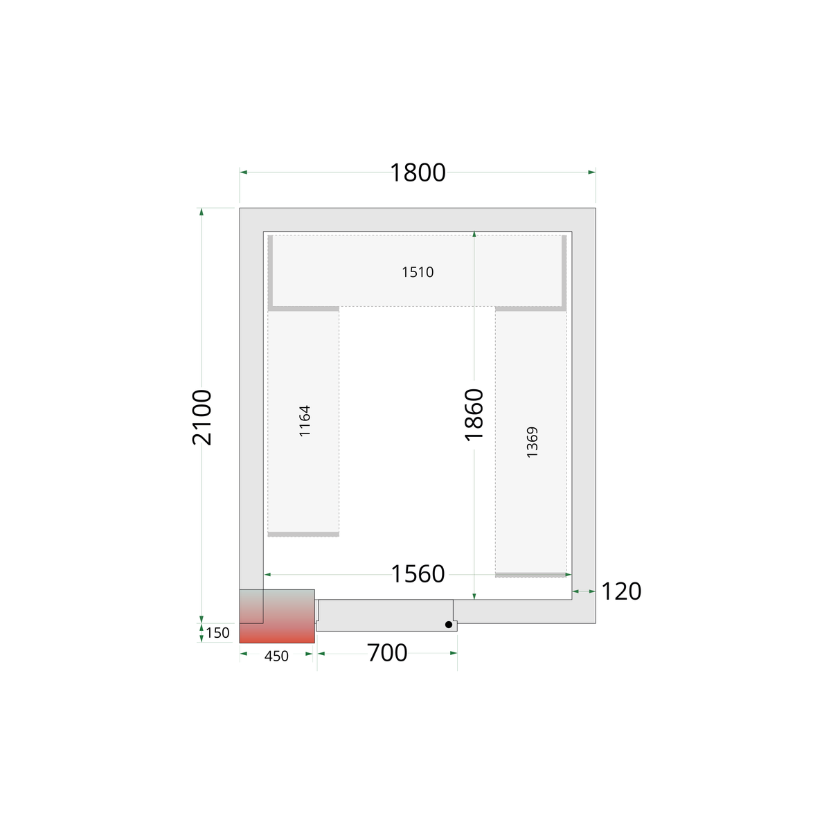 Chambre froide négative 180x210cm | Tefcold CRNF1821