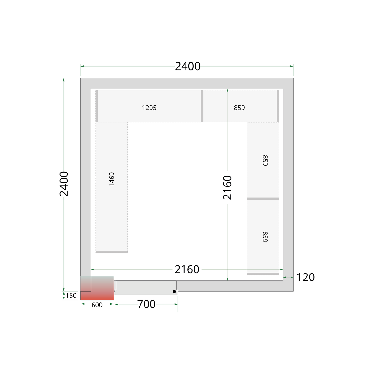 Chambre froide négative 240x240cm | Tefcold CRNF2424