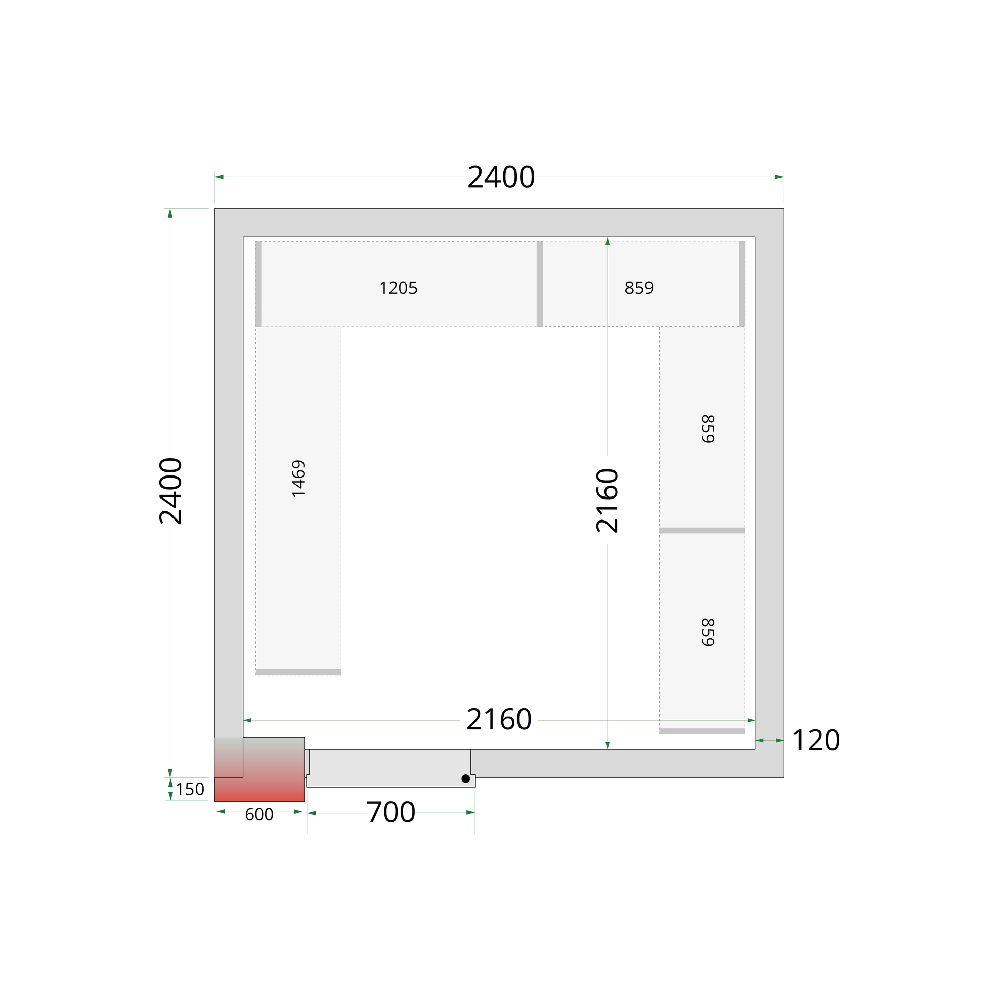 Chambre froide négative 240x240cm | Tefcold CRNF2424