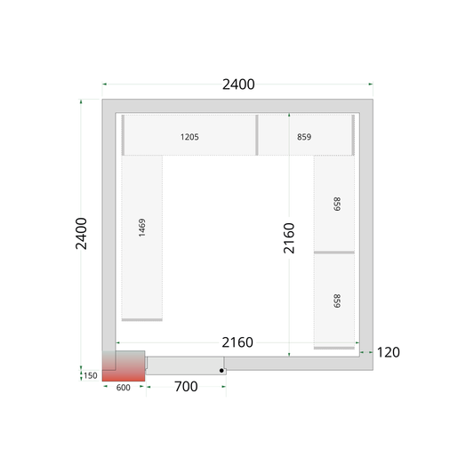 Chambre froide négative 240x240cm | Tefcold CRNF2424