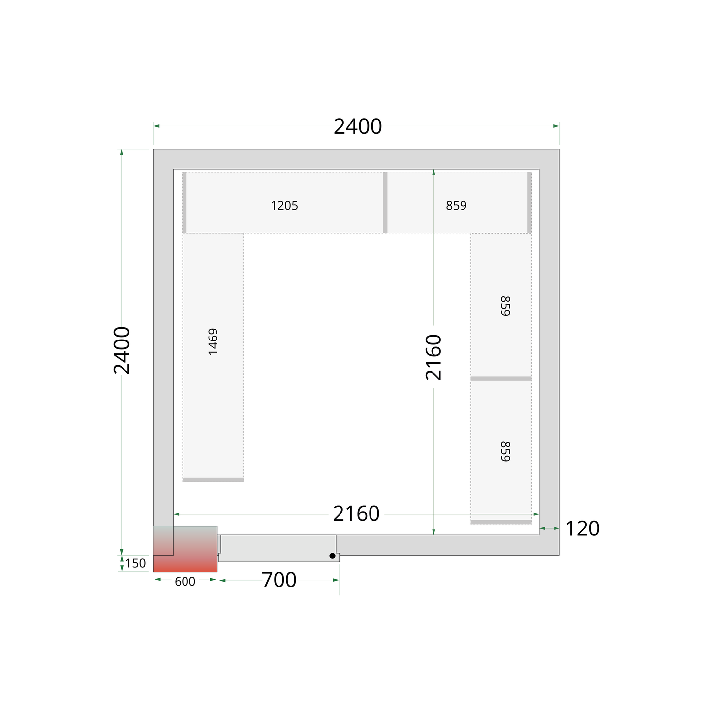 Chambre froide positive 240x240x220cm | Tefcold CR 240x240x220