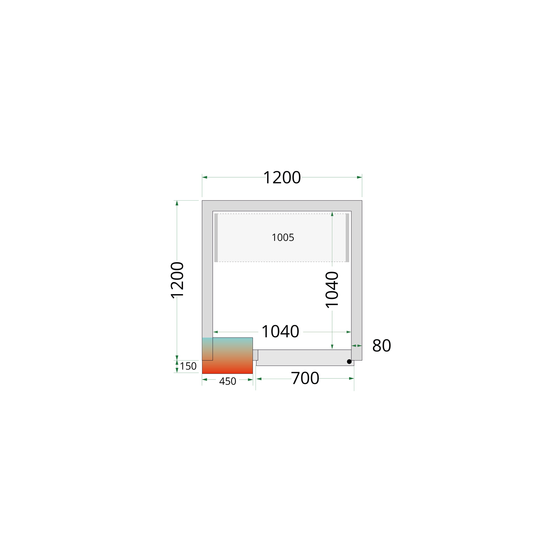 Chambre froide positive 120x120x212cm sans ventilateur | Tefcold CR 120x120x212 NF