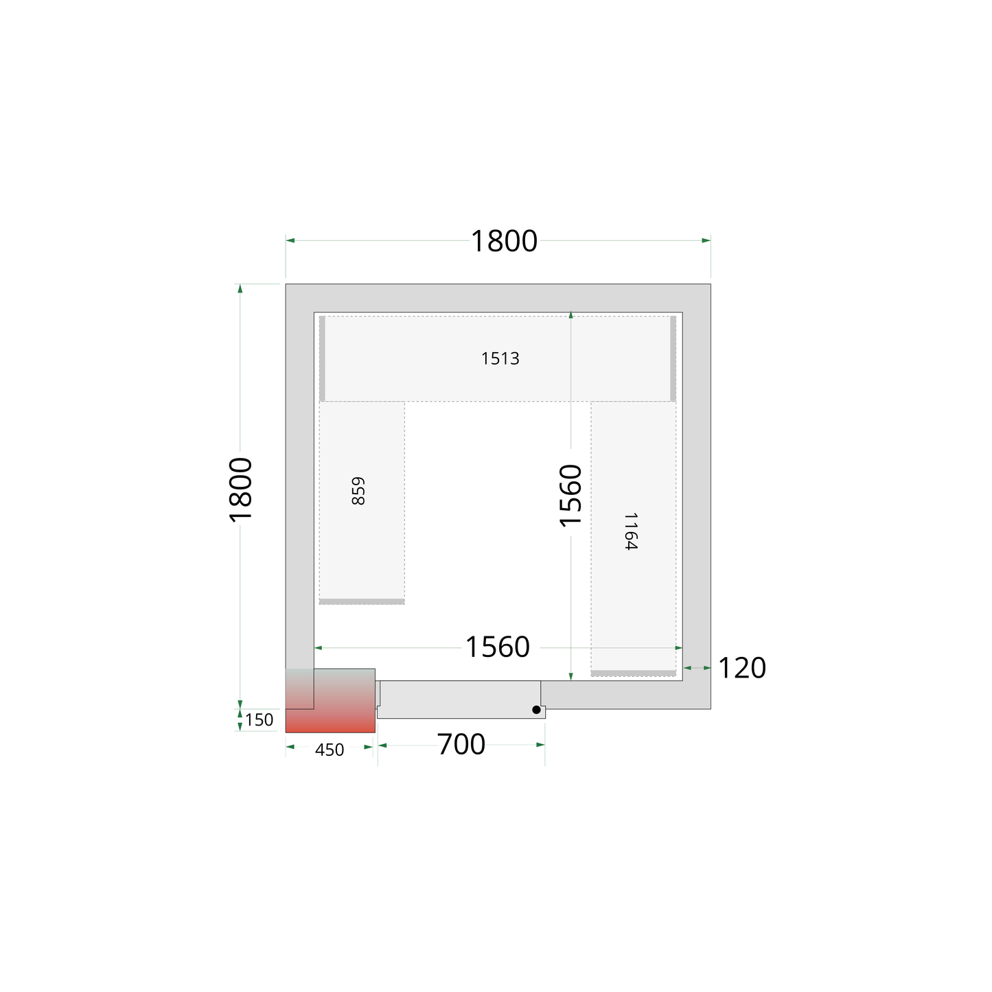 Chambre froide négative 180x180cm | Tefcold CRNF1818