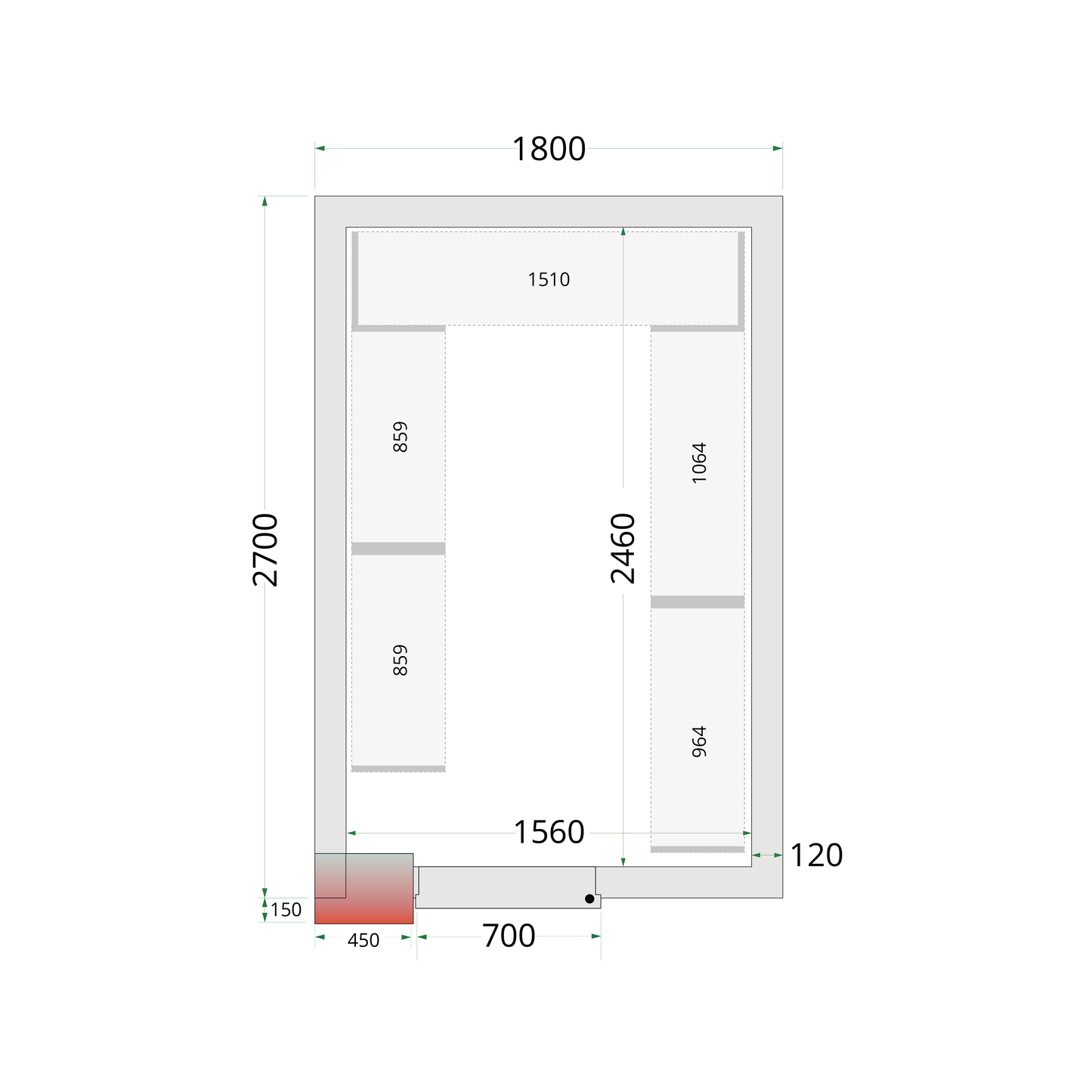 Chambre froide négative 180x270cm | Tefcold CRNF1827