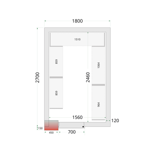 Chambre froide positive 180x270x220cm | Tefcold CR 180x270x220