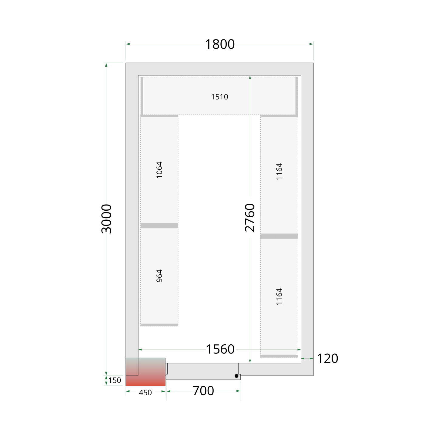 Chambre froide négative 180x300cm | Tefcold CRNF1830