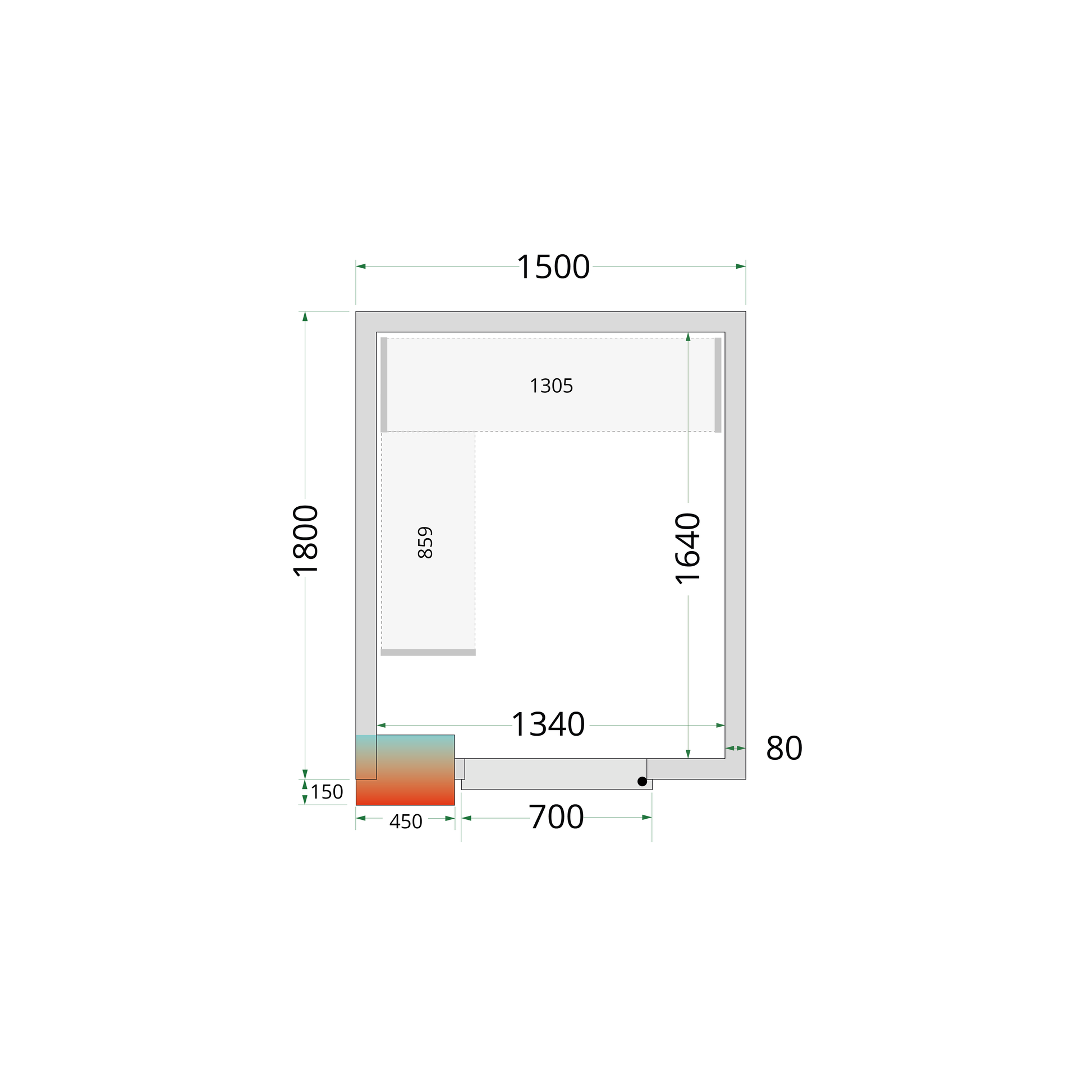 Chambre froide positive panneaux 150x180cm | Tefcold CRPF1518