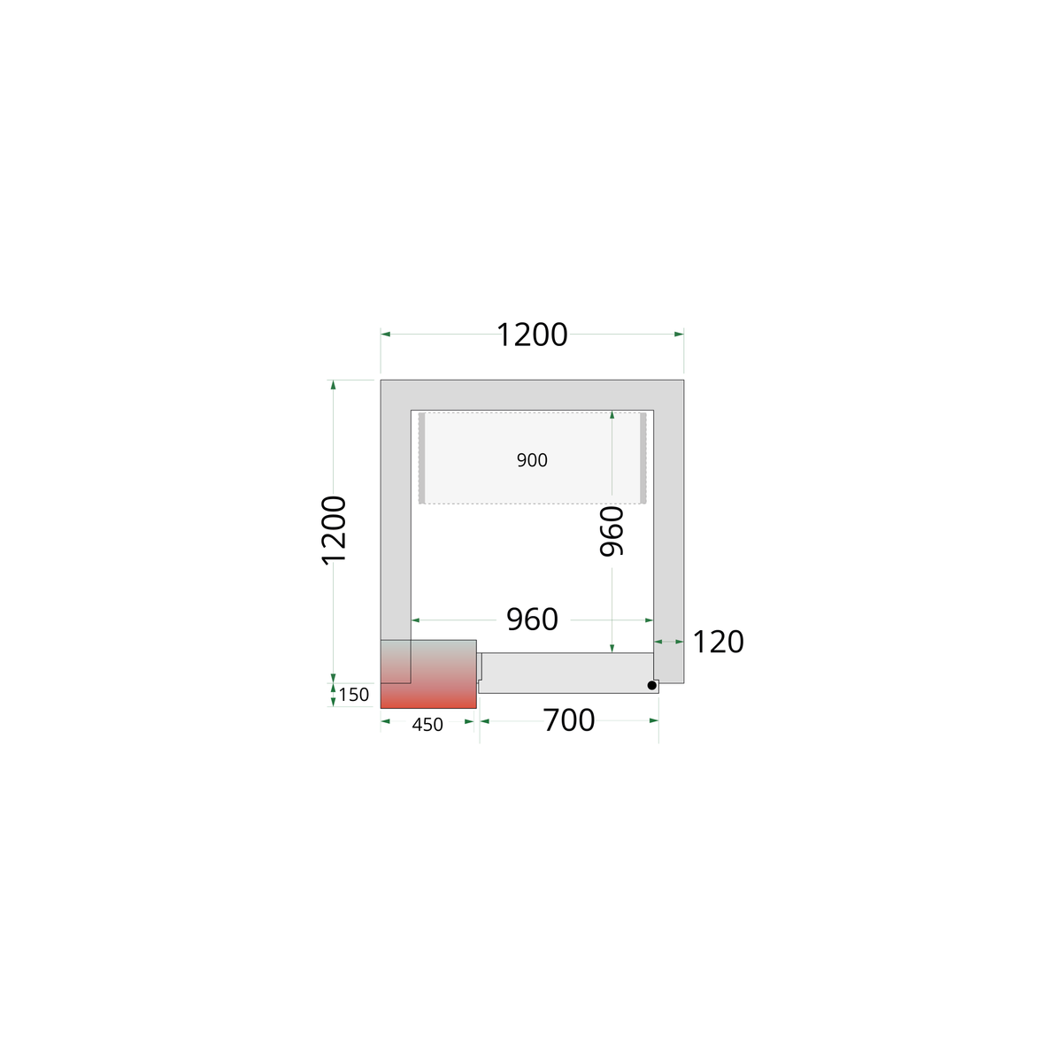 Chambre froide négative 120x120cm | Tefcold CRNF1212