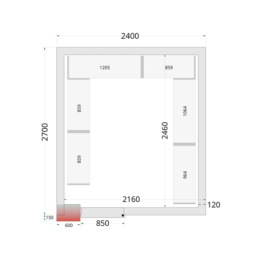 Chambre froide négative 240x270cm double porte | Tefcold CRNF2427WD