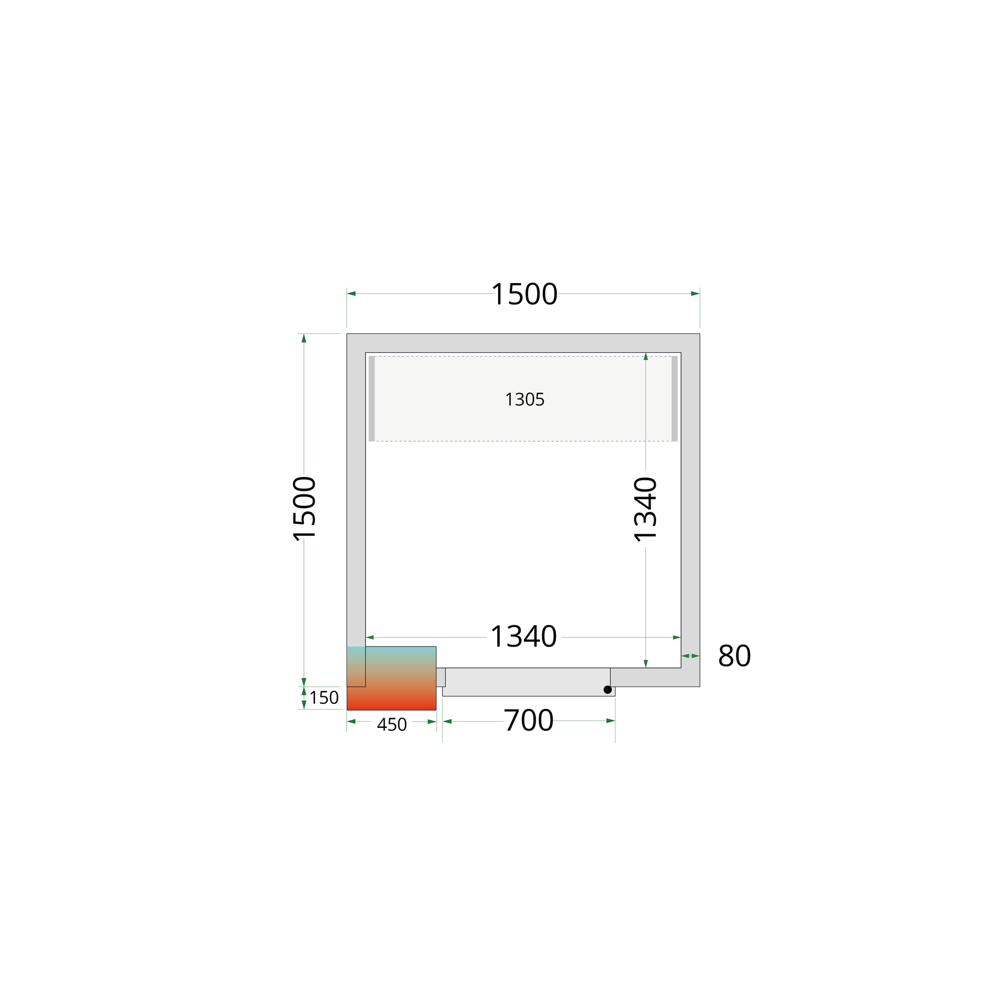 Chambre froide positive panneaux 150x150cm | Tefcold CRPF1515