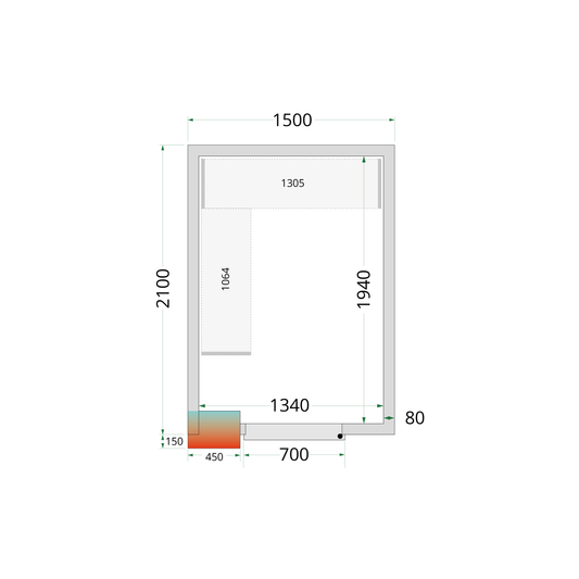 Chambre froide positive 150x210x212cm sans ventilateur | Tefcold CR 150x210x212 NF
