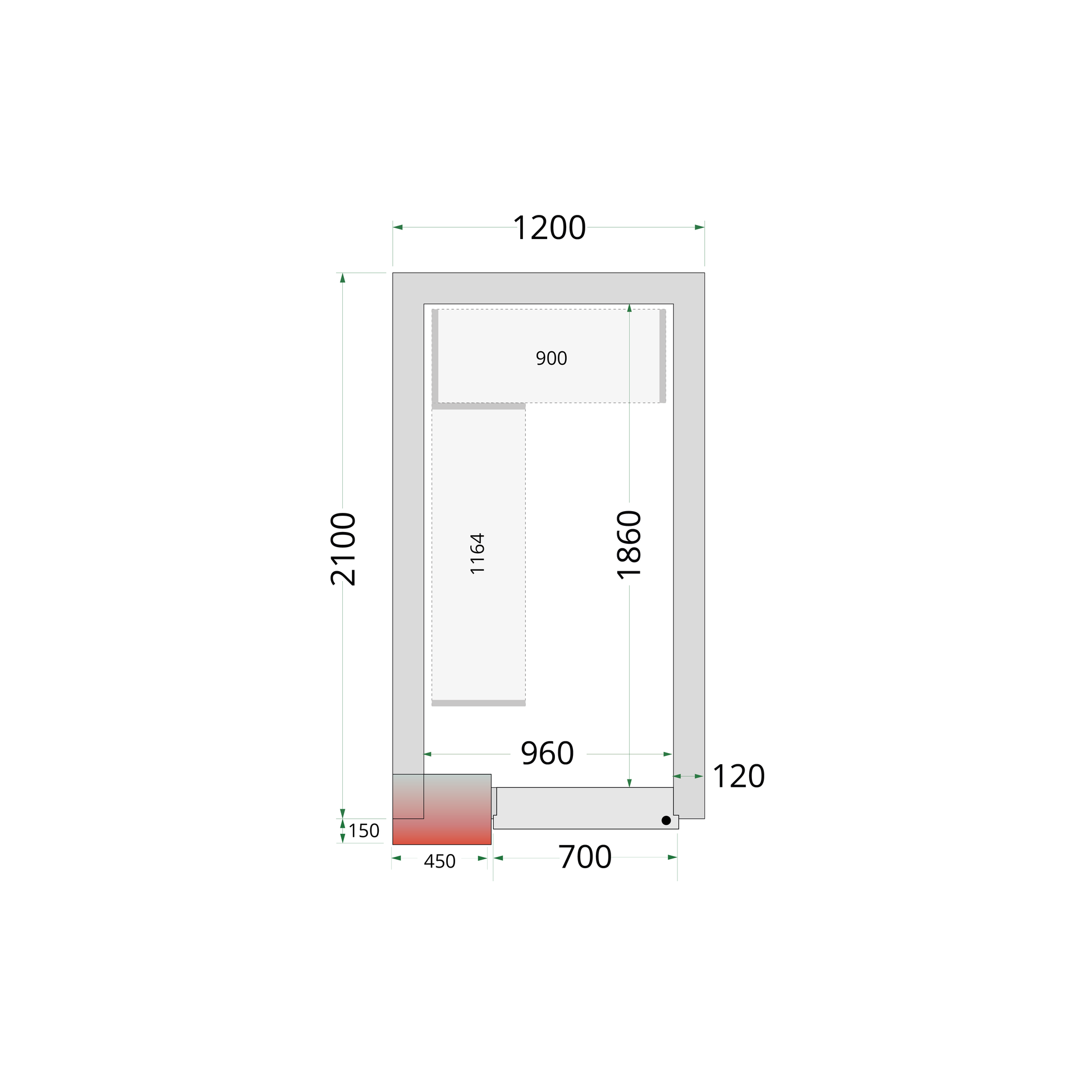 Chambre froide positive 120x210x220cm | Tefcold CR 120x210x220