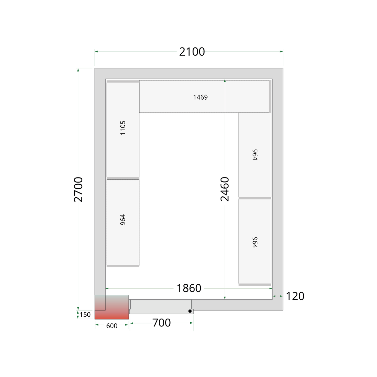 Chambre froide négative 210x270cm | Tefcold CRNF2127