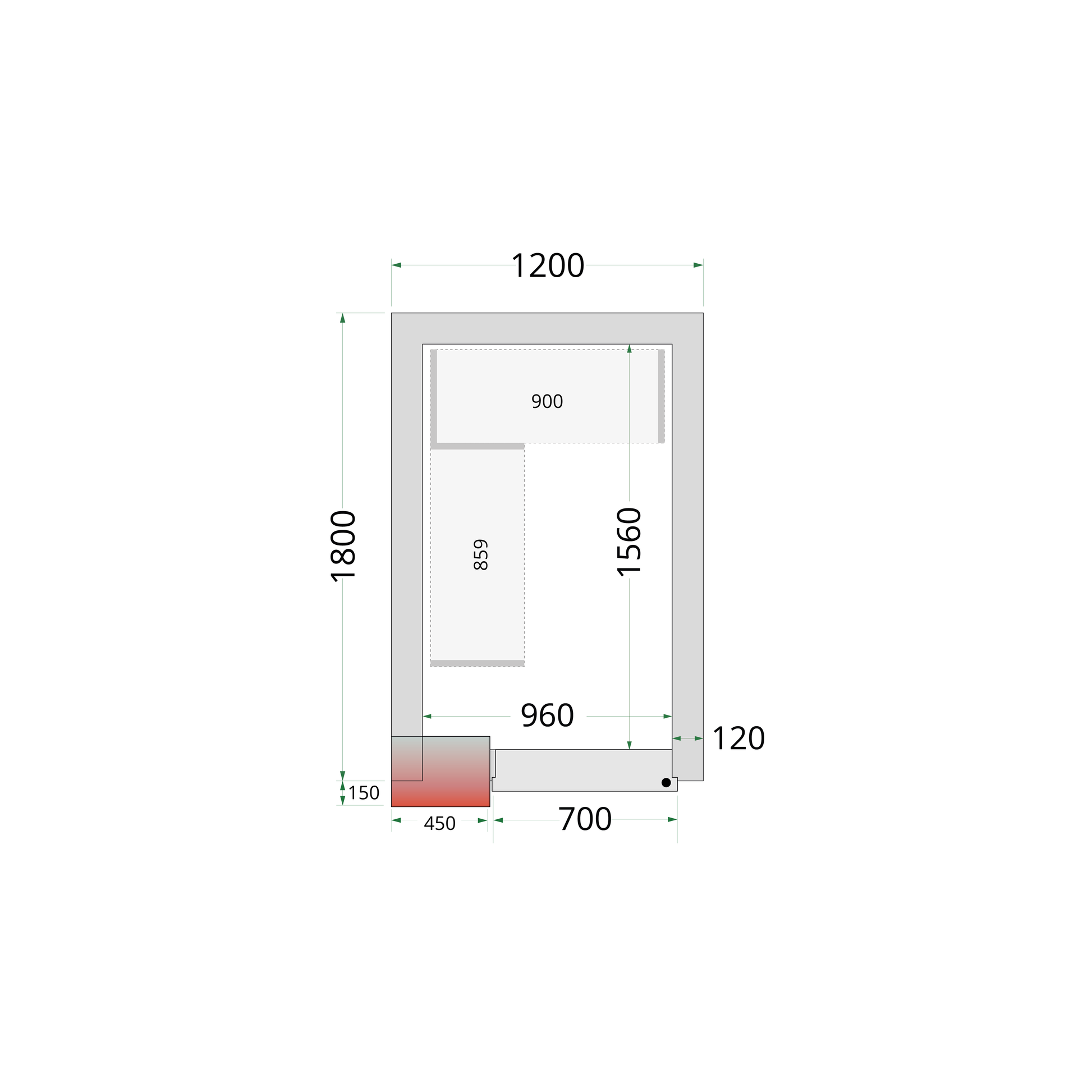 Chambre froide négative 120x180cm | Tefcold CRNF1218