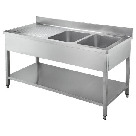 Plonge double bac avec étagère basse 180x70cm - PIMAK - M029T PİMAK.18070.17