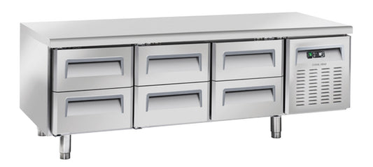 Soubassement réfrigéré avec 6 tiroirs - profondeur 70cm - DAMPAK - 22CBF0S-70.6C